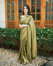 Load image into Gallery viewer, Kala Niketan Light Green Colored with Golden Zari Designer Soft Silk Saree