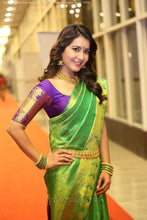 Load image into Gallery viewer, Kala Niketan Beautiful Green and Purple Soft Lichi Silk Saree With jacquard Work