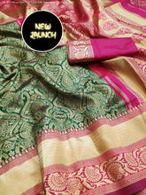 Load image into Gallery viewer, Kala Niketan Chanderi Archaic Traditional Kanchi Soft Silk Saree With Attached Blouse Sale - Srivalli Saree