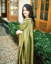 Load image into Gallery viewer, Kala Niketan Light Green Colored with Golden Zari Designer Soft Silk Saree