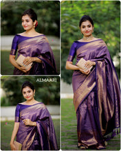 Load image into Gallery viewer, Kala Niketan Royal Blue Golden Zari Weaving Work Saree