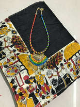 Load image into Gallery viewer, Kala Niketan Kajal Black Kalamkari Printed Chanderi Silk Cotton Saree
