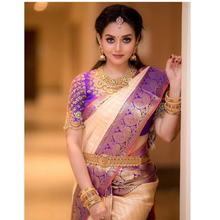Load image into Gallery viewer, Kala Niketan July Archaic Traditional Kanchi Soft Silk Sari With Attached Blouse
