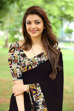 Load image into Gallery viewer, Kala Niketan Kajal Black Kalamkari Printed Chanderi Silk Cotton Saree
