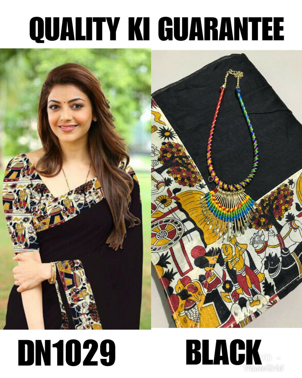 Kala Niketan Kajal Black Kalamkari Printed Chanderi Silk Cotton Saree