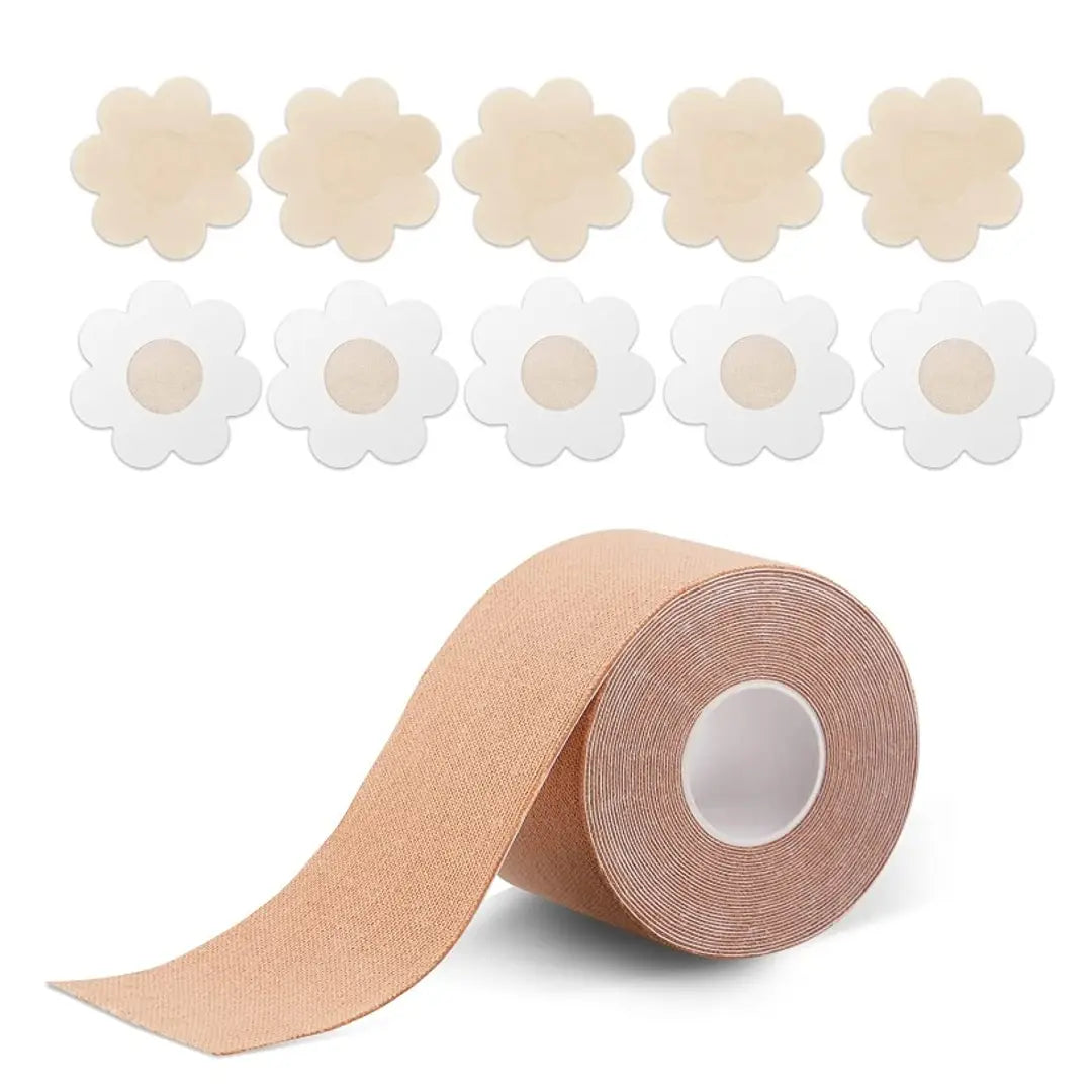 Boob Tape For Breast Lift Tape, Breathable Adhesive Boobytape With 10pcs  Reusable Nipple Covers For A-e Cup Large Breasts, Waterproof Sweatproof Bob  T