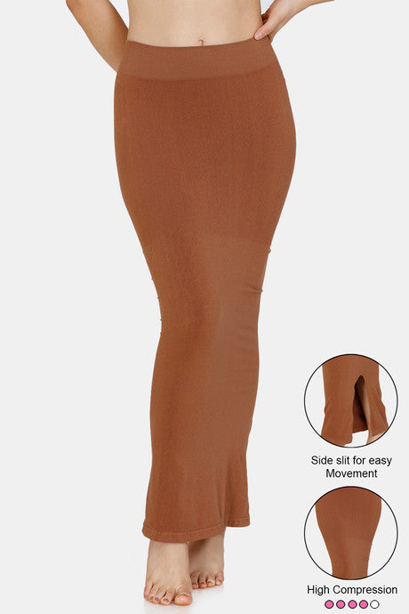 Women Saree Shapewear with Side Slit - Brown Colour (Fish Cut Petticoat)