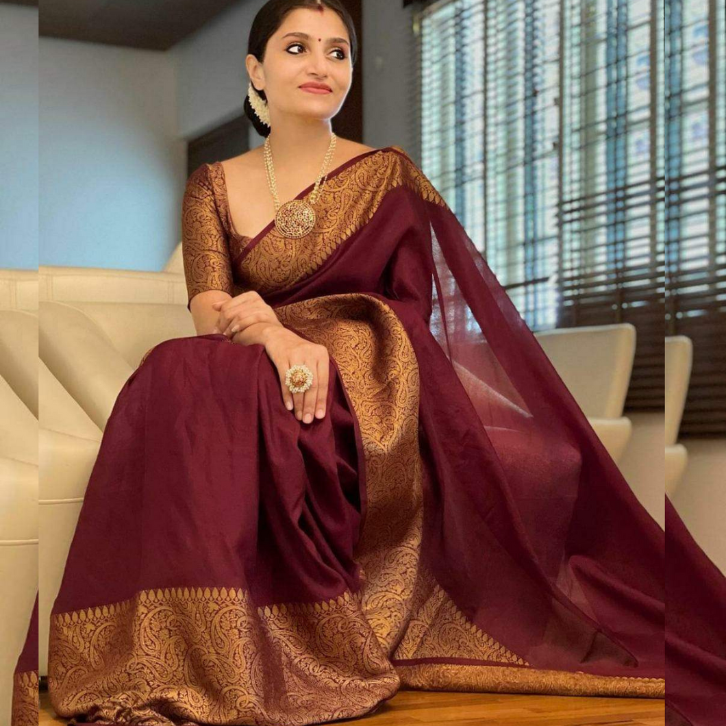 Kala Niketan Himanshi Khurana Soft Silk Sari With Attached Blouse - 9 Colors Available