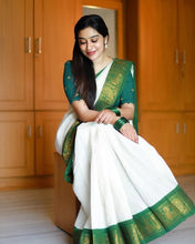 Load image into Gallery viewer, Kala Niketan Off White Kanjivaram Silk Saree - 3 Colors Available
