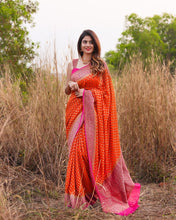Load image into Gallery viewer, Kala Niketan Cherry Archaic Traditional Kanchi Soft Silk Sari With Attached Blouse
