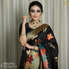 Load image into Gallery viewer, Kala Niketan Spring Flowers Multi Colored Partywear Designer Pure Silk Saree
