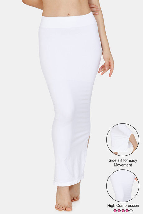 Women Saree Shapewear with Side Slit in White (Fish Cut Petticoat)