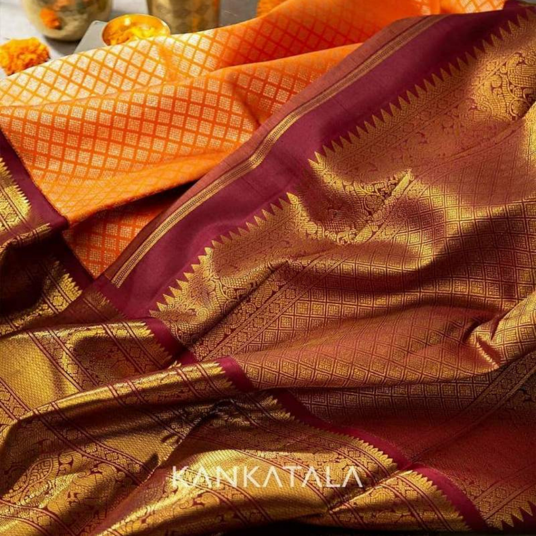 Kala Niketan Archaic Traditional kanchi Soft Silk Sari With Attached Blouse