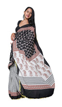 Load image into Gallery viewer, Kala Niketan Soft Mul-Cotton Pom-Pom Lace Saree with Blouse Piece
