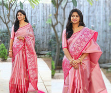 Load image into Gallery viewer, Kala Niketan Yamini Archaic Traditional Kanchi Soft Silk Sari With Attached Blouse
