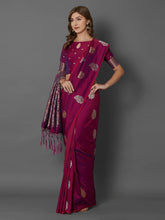 Load image into Gallery viewer, Kala Niketan Magenta Silk Blend Woven Design Banarasi Saree
