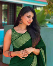 Load image into Gallery viewer, Kala Niketan Himanshi Khurana Soft Silk Sari With Attached Blouse - 9 Colors Available
