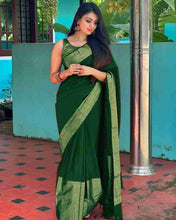 Load image into Gallery viewer, Kala Niketan Himanshi Khurana Soft Silk Sari With Attached Blouse - 9 Colors Available
