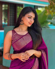 Load image into Gallery viewer, Kala Niketan Himanshi Khurana Soft Silk Sari With Attached Blouse - 9 Colors Available
