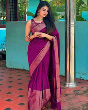 Load image into Gallery viewer, Kala Niketan Himanshi Khurana Soft Silk Sari With Attached Blouse - 9 Colors Available
