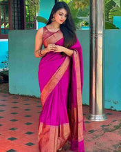 Load image into Gallery viewer, Kala Niketan Himanshi Khurana Soft Silk Sari With Attached Blouse - 9 Colors Available
