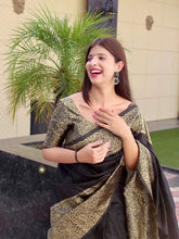 Load image into Gallery viewer, Kala Niketan Himanshi Khurana Soft Silk Sari With Attached Blouse - 9 Colors Available
