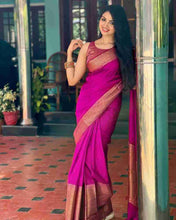 Load image into Gallery viewer, Kala Niketan Himanshi Khurana Soft Silk Sari With Attached Blouse - 9 Colors Available
