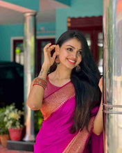 Load image into Gallery viewer, Kala Niketan Himanshi Khurana Soft Silk Sari With Attached Blouse - 9 Colors Available
