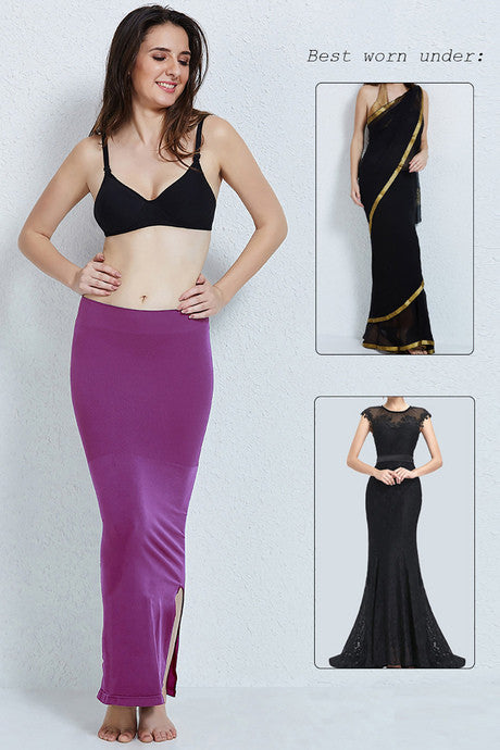 Women Saree Shapewear with Side Slit in Purple (Fish Cut Petticoat