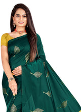 Load image into Gallery viewer, Leaf Green N Yellow Soft Lichi Silk Saree Festive Wear
