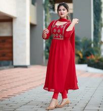 Load image into Gallery viewer, Georgette Silk Embroidery Work Kurti With Dupatta
