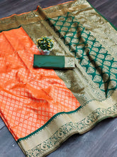 Load image into Gallery viewer, Kala Niketan Lekha Archaic Traditional Kanchi Soft Silk Sari With Attached Blouse
