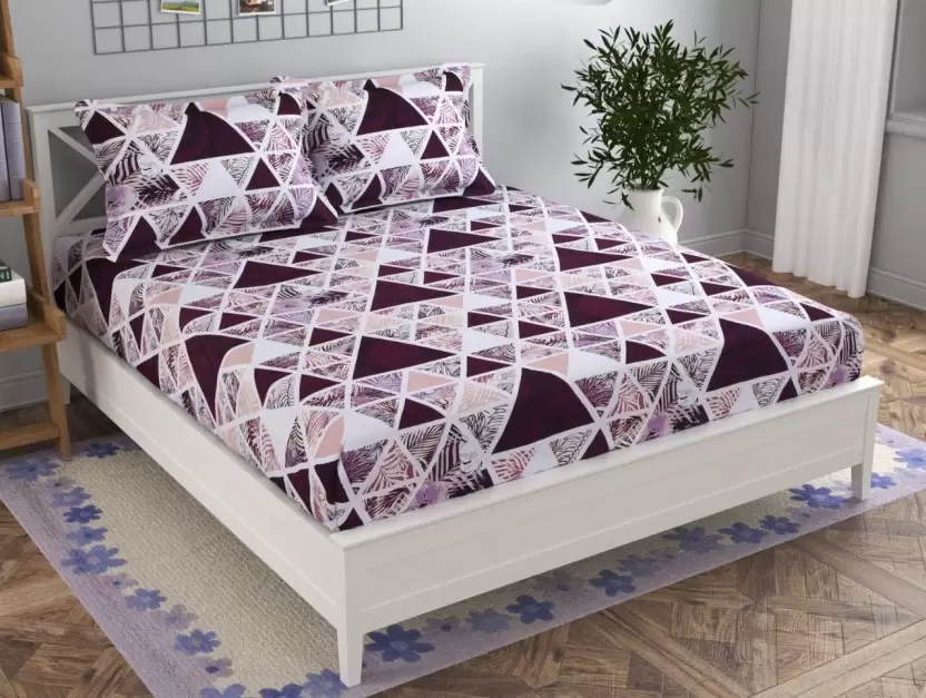 Premium Elastic Fitted Double Bedsheet with 2 Pillow Covers