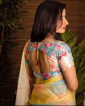 Load image into Gallery viewer, Bollywood Stunning Fancy Fabric Digital Print with Hand Foil Art Work saree

