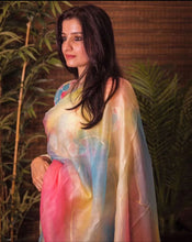 Load image into Gallery viewer, Bollywood Stunning Fancy Fabric Digital Print with Hand Foil Art Work saree
