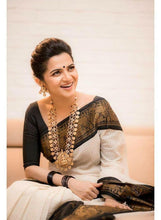 Load image into Gallery viewer, Kala Niketan Off White Kanjivaram Silk Saree - 3 Colors Available
