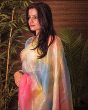 Load image into Gallery viewer, Bollywood Stunning Fancy Fabric Digital Print with Hand Foil Art Work saree
