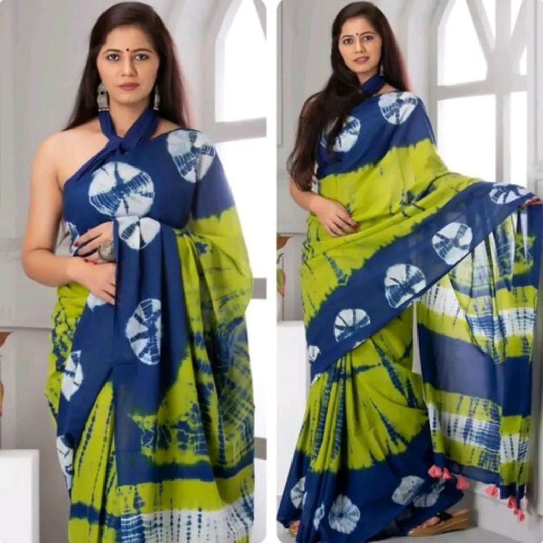 Kala Niketan Designer Latest Fashion Blue and Green Cotton Printed Saree