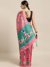 Load image into Gallery viewer, Kala Niketan Pink Silk Blend Printed Khadi Saree
