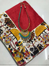 Load image into Gallery viewer, Kala Niketan Kajal Red Kalamkari Printed Chanderi Silk Cotton Sarees
