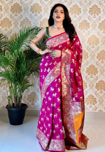 Load image into Gallery viewer, Kala Niketan Purple Smooth Silk Saree With Golden Zari Rich Pallu
