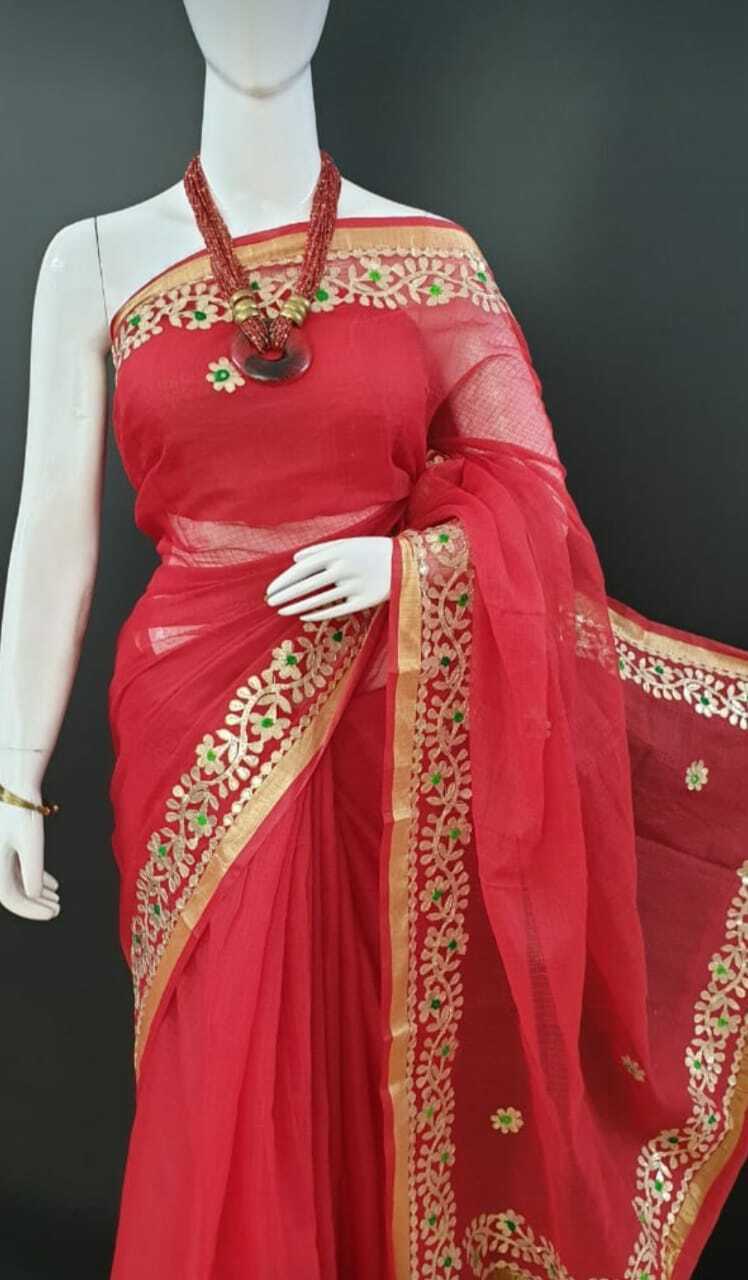 Kota Doriya Gota Patti Work Traditional Ethnic Wedding Saree