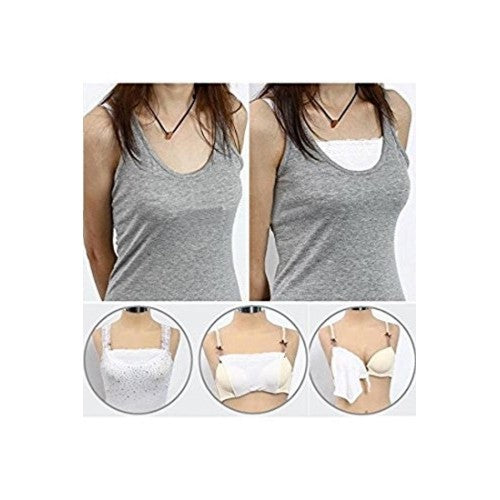 Buy Cleavage cover, Lace mock clip on cami Anti Peep Bra Insert Set of 3  Black Beige White - Buy 1 Get 1 at