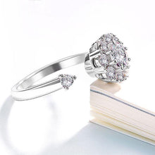 Load image into Gallery viewer, Crystal Flower Rotating Adjustable Finger Ring
