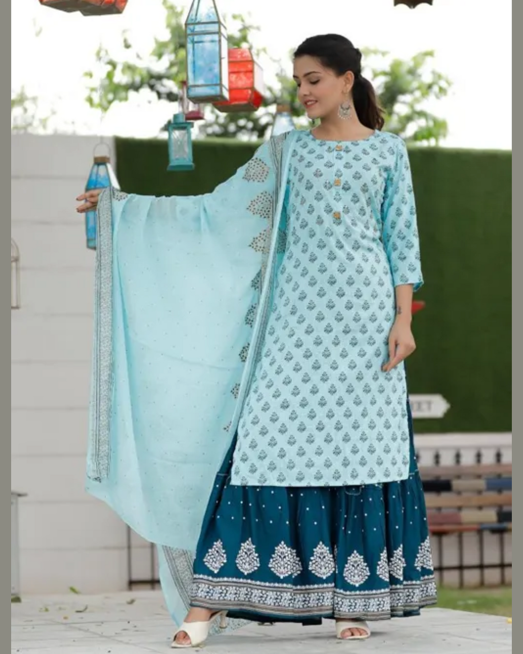 Latest Style Rayon Kurta with Sharara and Duppata (S To 7XL Size Available)