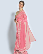 Load image into Gallery viewer, Bollywood Women&#39;s Sequined Embroidered Georgette Fancy Saree With Blouse Piece
