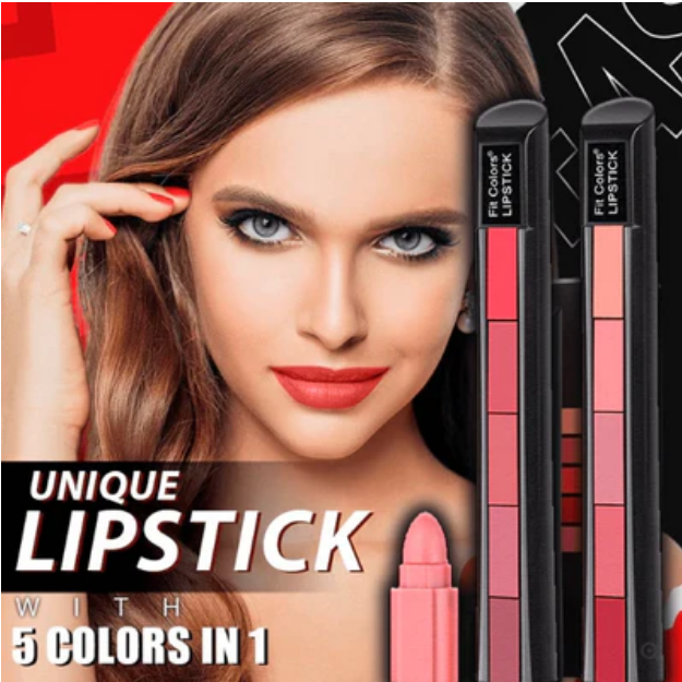 Multi Color Combination 5-in-1 Matte Lipstick (Buy 1 Get 1 Free)
