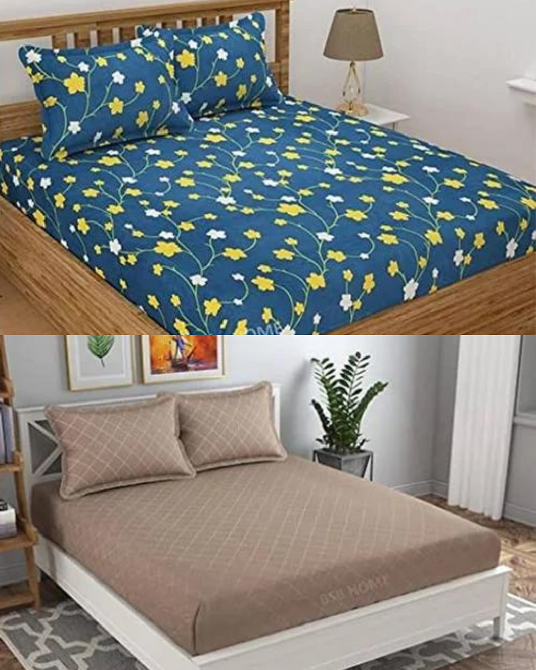 Premium Elastic Fitted Double Bedsheet (Buy 1 Get 1 Free)