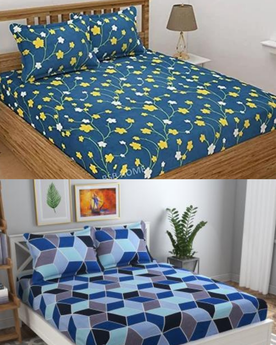 Premium Elastic Fitted Double Bedsheet (Buy 1 Get 1 Free)