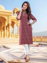 Load image into Gallery viewer, Kala Niketan Bandhani Maroon Printed Stylish Kurti With Cotton Pant
